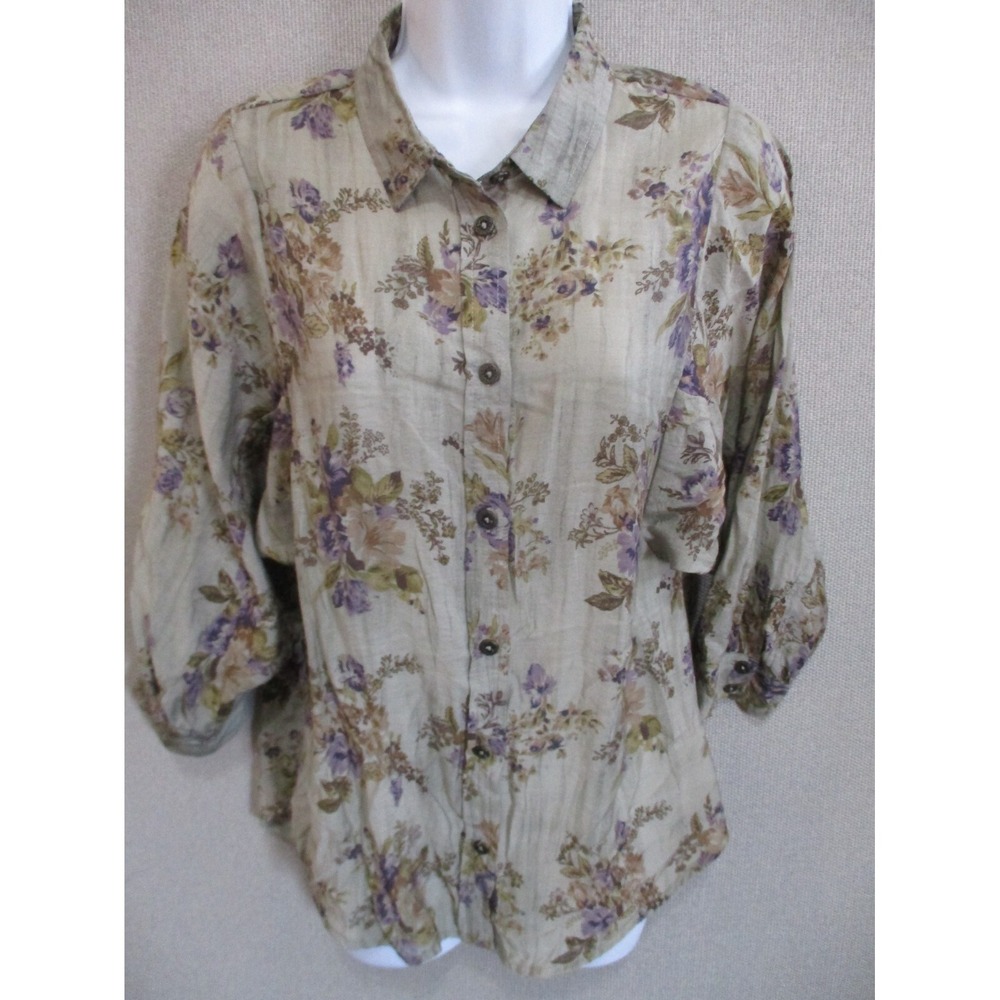 Art and Soul Floral Top Size Small 3/4 Sleeve Oversized